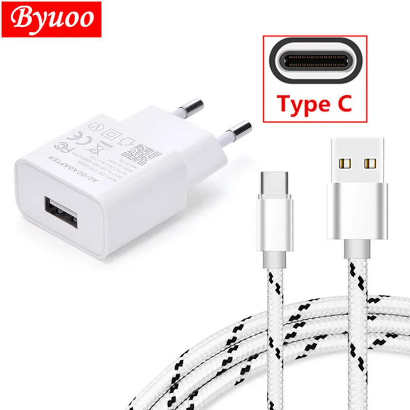 1 м USB кабель Type C + адаптер для быстрой зарядки EU Xiaomi mi 8 a2 huawei p20 mate 20 lite honor 9 10 Galaxy s9 s8