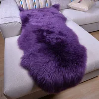2016 100% Real Pure Wool Sheepskin Carpet For Living Room Floor Pad Mats Bed Blanket Custom Bedroom Windows pads purple color