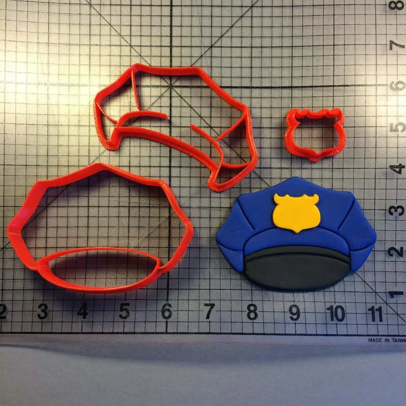 Police hat Cookie Cutter Made 3D Printed Set Cake Decorating Tools Mould Kitchen tool Badge Handcuff | Дом и сад