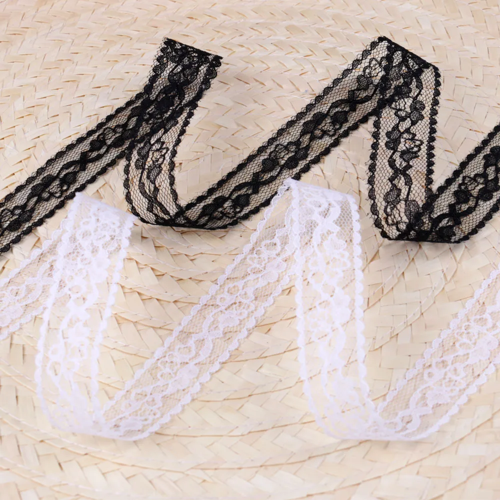 10 ярдов/партия красивая вышитая черно белая сетка кружевная отделка ткань