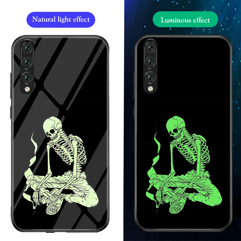 Чехол ciciber с забавным интересным черепом для huawei P30 P20 mate 20 Lite Pro, светящиеся чехлы из закаленного стекла для Honor 10 Lite - Цвет: WM03663