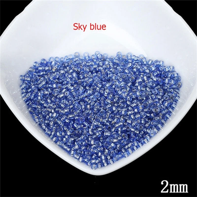 Sky blue 450 г/лот чешские бусины с серебряной подкладкой с круглым отверстием 2 мм/3 мм/4 мм, стеклянные бусины для рукоделия, изготовления ювелирных изделий - Цвет: Sky blue