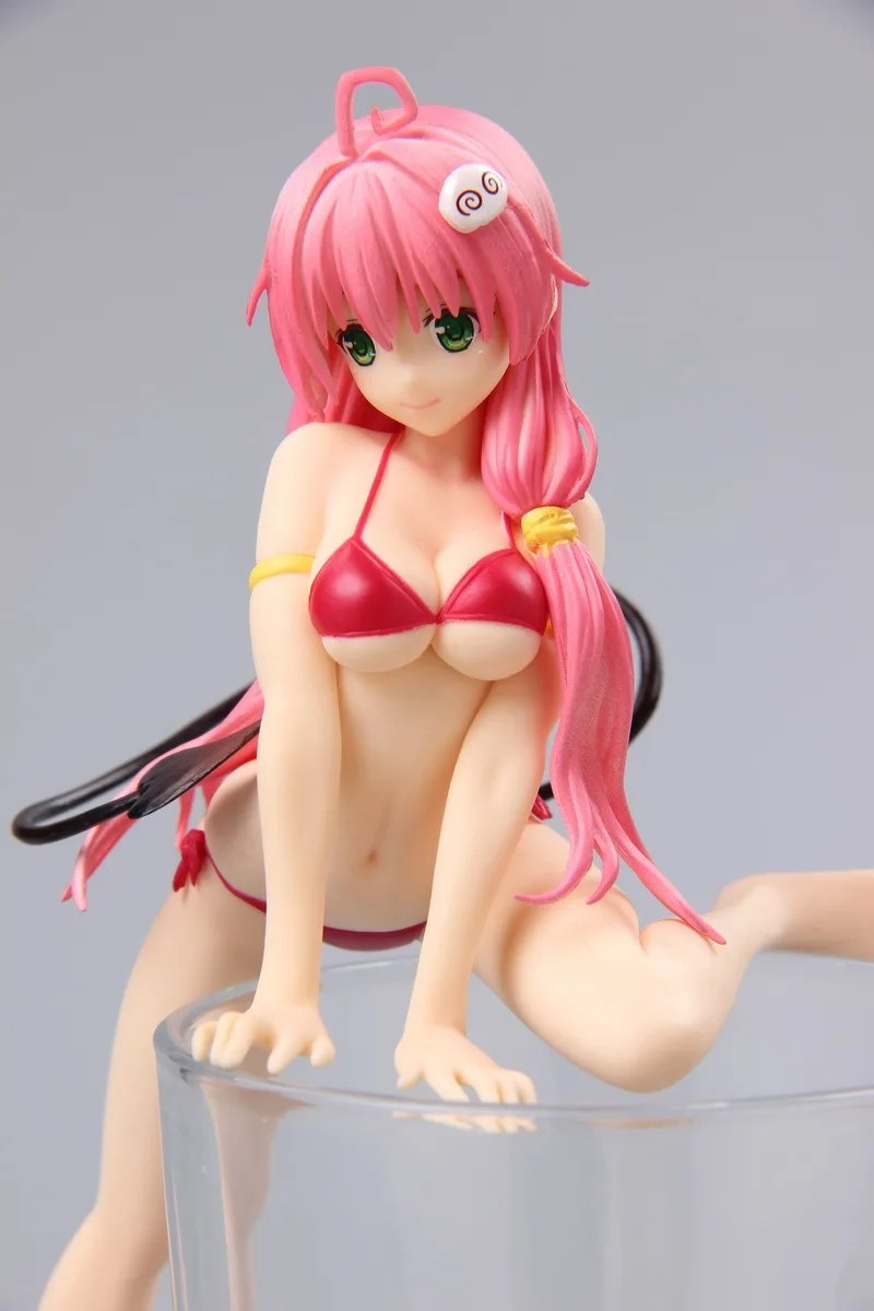 2 цвета Аниме Фигурка Tolove Lala Сексуальная Momo Belia Deviluke купальник 16 см ПВХ лежать на чашке лапша Модель Коллекция кукла