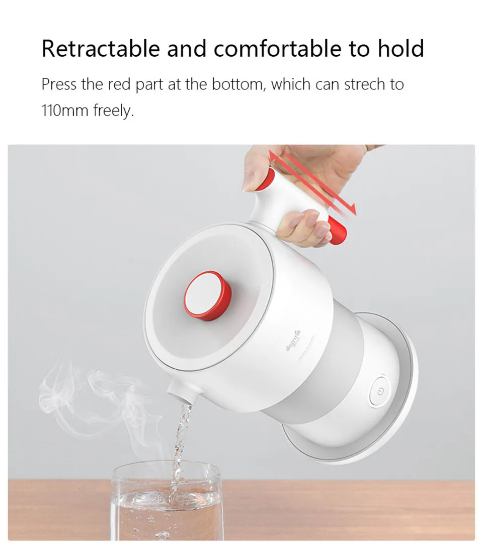 Xiaomi Deerma складной электрический чайник 0.6л портативный чайник для воды ручной колба для воды горшок с защитой от автоматического отключения