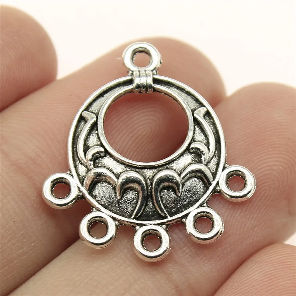 B13631-25x23mm 10 шт./лот, подвески, соединитель для сережек, античный серебряный цвет, соединитель для сережек, Подвески для изготовления ювелирных изделий - Цвет: B13631-25x23mm