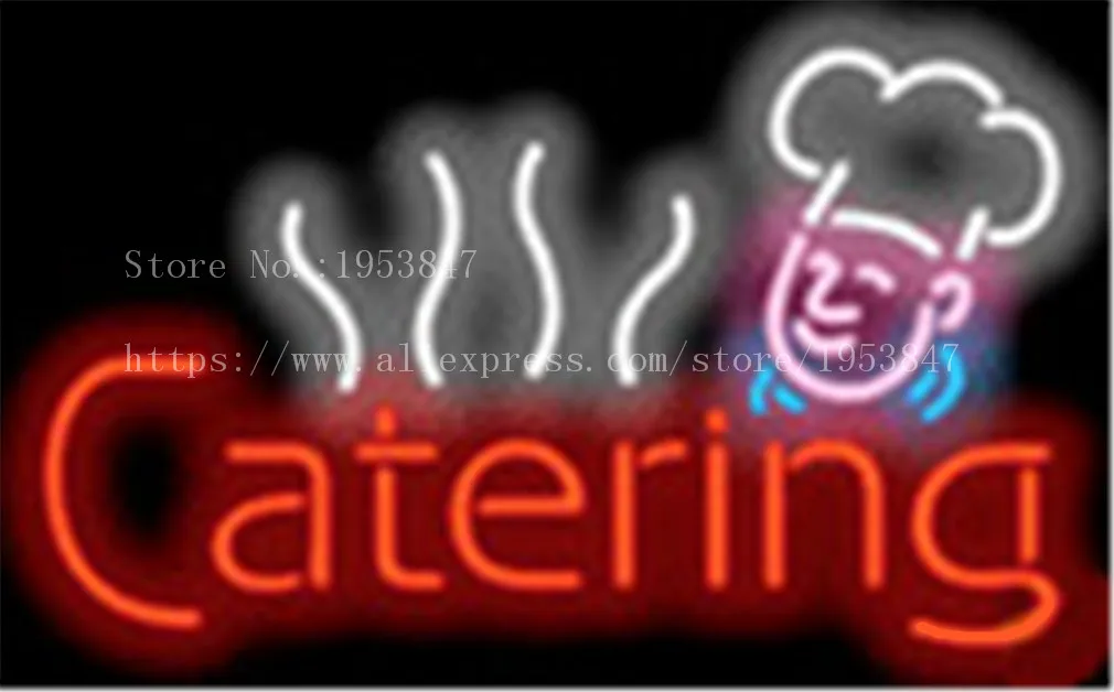 Неоновая вывеска Catering настоящие стеклянные трубки лампочки украшение бара