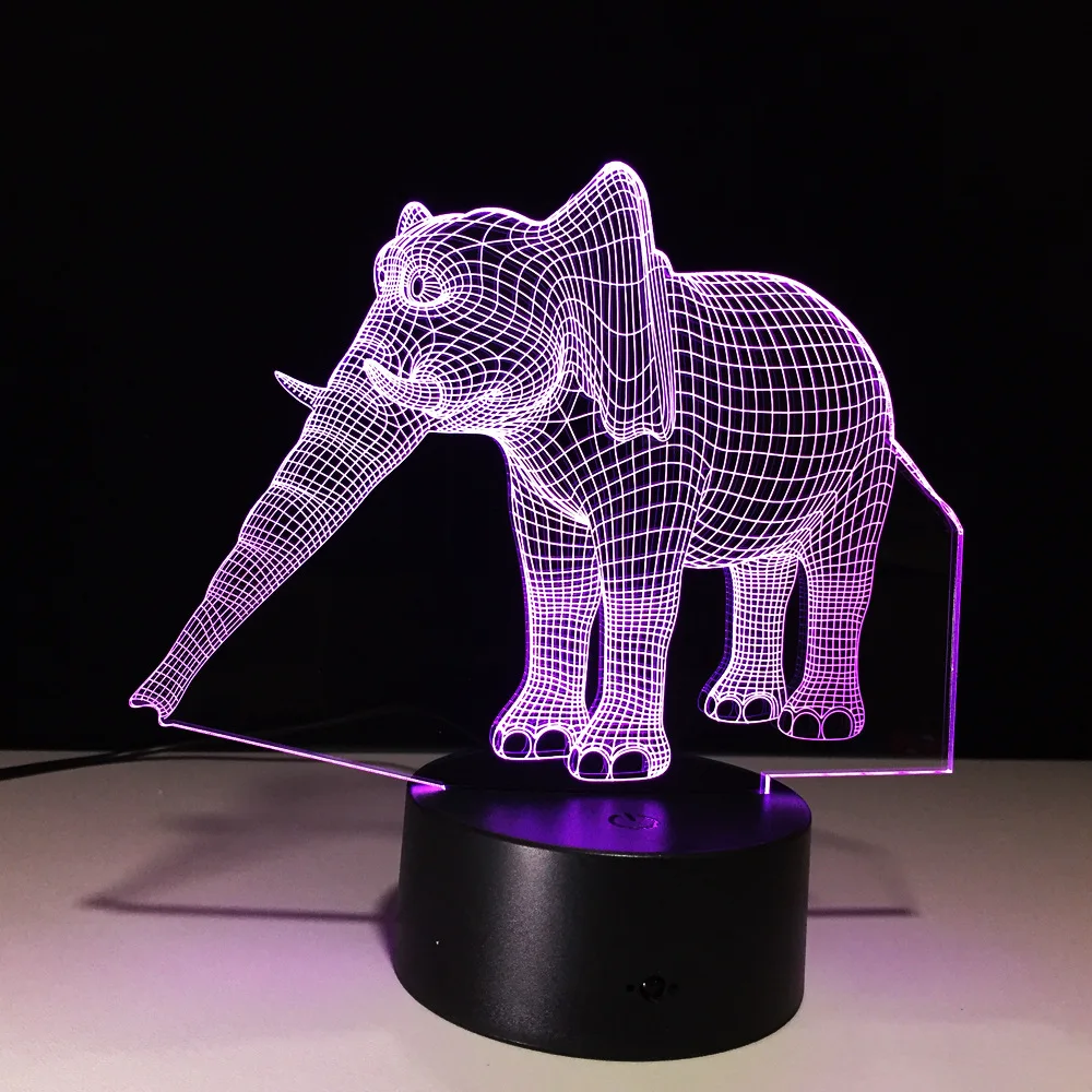Восхитительный элегантный светильник в виде слона с 3D эффектом иллюзии