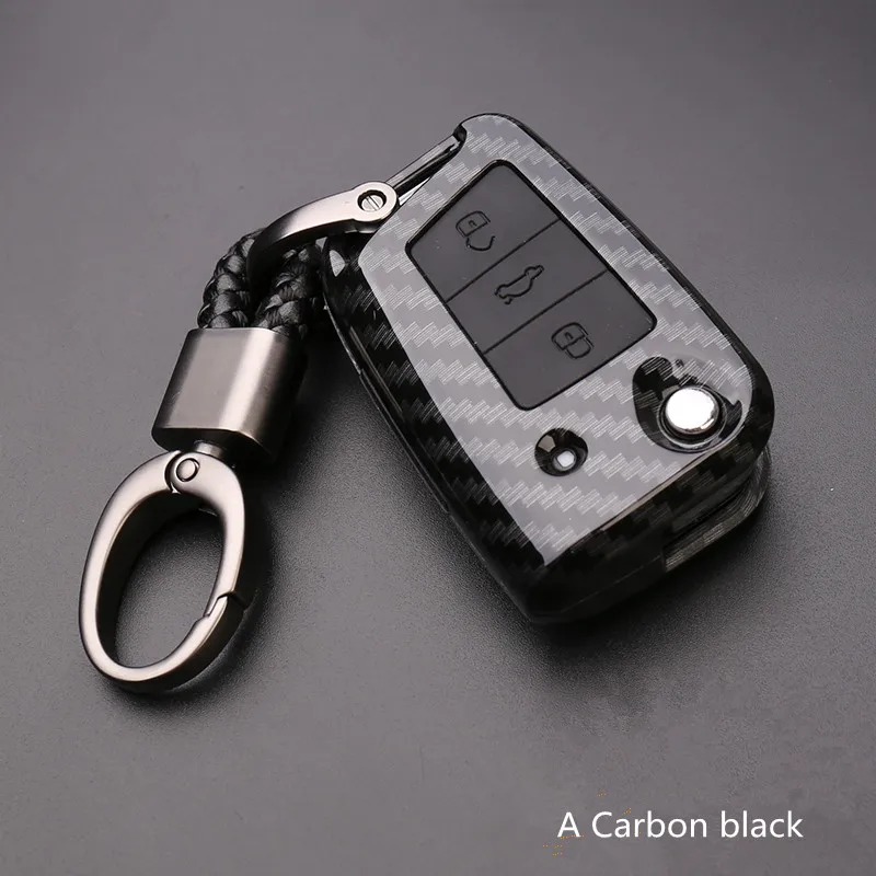 

Carbon Fiber Car Key Case Bag Cover For Volkswagen VW Golf 7 MK7 Tiguan Touran 2017 For Skoda Octavia A7 RS For Seat Leon Ibiza