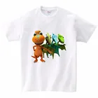 Футболка с принтом маленького тираннозавра, Детская летняя футболка, любимый костюм с короткими рукавами с рисунком динозавра и поезда для мальчиков, От 3 до 8 лет, MJ