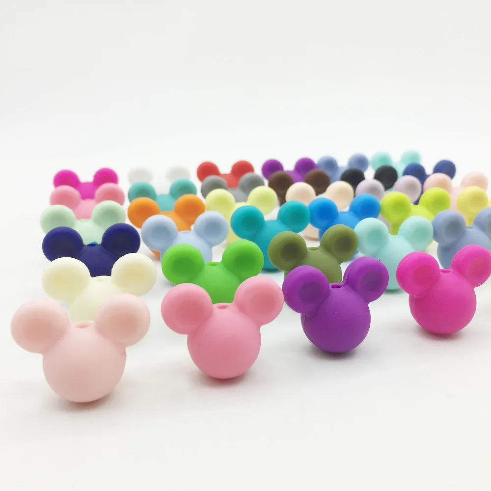 24*20*14mm 10pcs Mickey Silicone Beads Baby Teething Safe Food Grade Nursing Chewing Bead 27Colors | Украшения и аксессуары