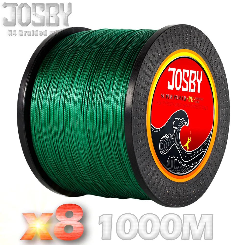 JOSBY 8 нитей плетеная рыболовная леска 1000 м мультифиламентная зимняя для озерной