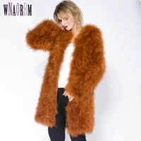 2022 90cm hot sale ostrich wool fur plus size women coat feather fur women winter jackets and coats casaco de pele