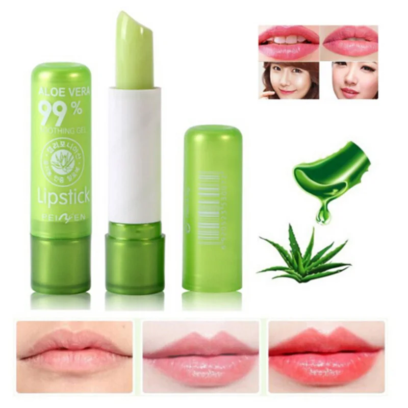 Женская мода губная помада Алоэ Вера Увлажняющий Цвет изменение Длительное