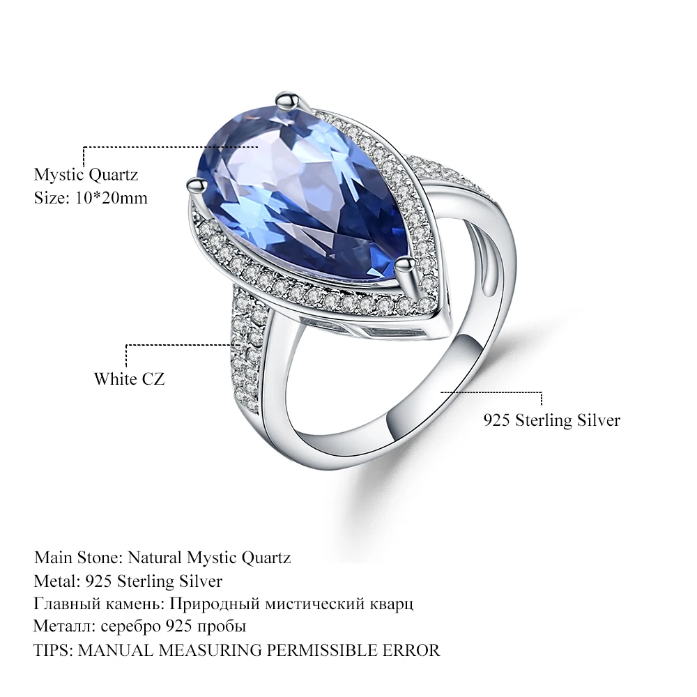Gem's Ballet 7.89Ct натуральный иолит Синий Мистический Кварц кольцо 925 пробы серебряные драгоценные камни коктейльные кольца для женщин хорошее ювелирное изделие