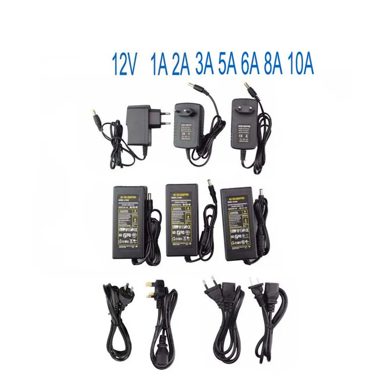 AC 100/240V к DC 5V 12V 24V Светодиодный источник питания 1A 2A 3A 5A 6A 8A 10A трансформатор освещения для светодиодной ленты CCTV камеры безопасности