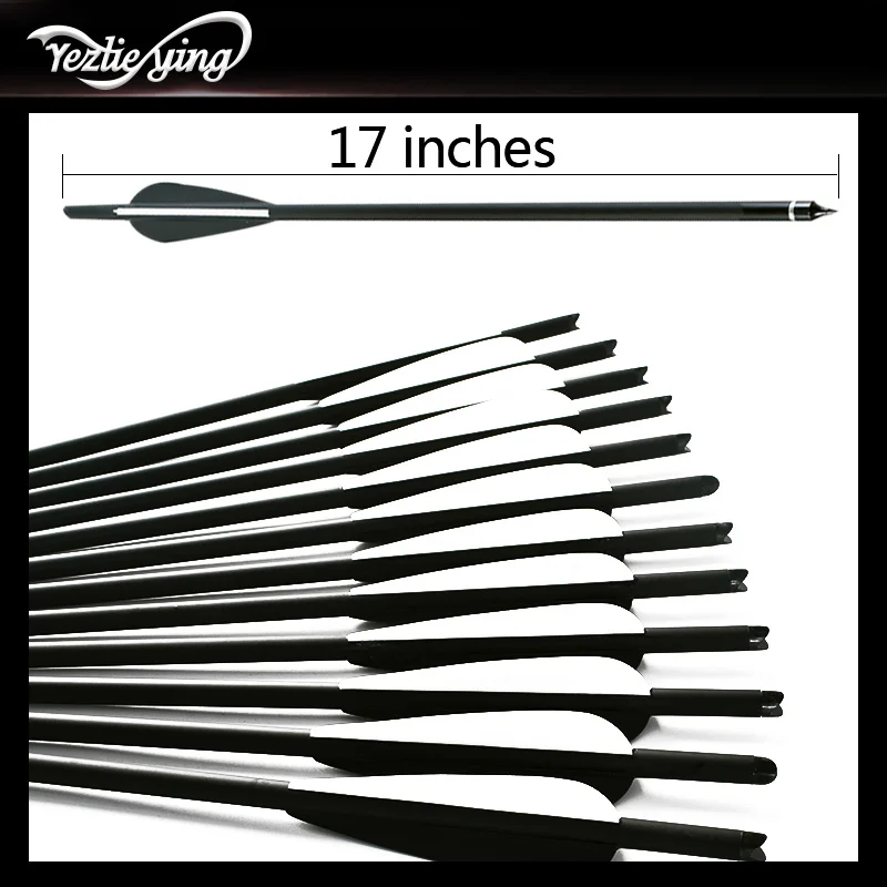 24pcs topoint archery 17inch length Hunting Carbon arrow Black and white TPU Streamline Vanes Feather for Recurve/Compound Bow | Спорт и