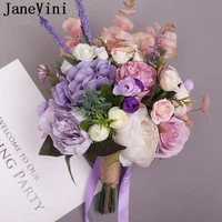 janevini 2019 romantic bridal wedding bouquet artificial purple silk rose ramos flores bride holding flowers wedding accessories
