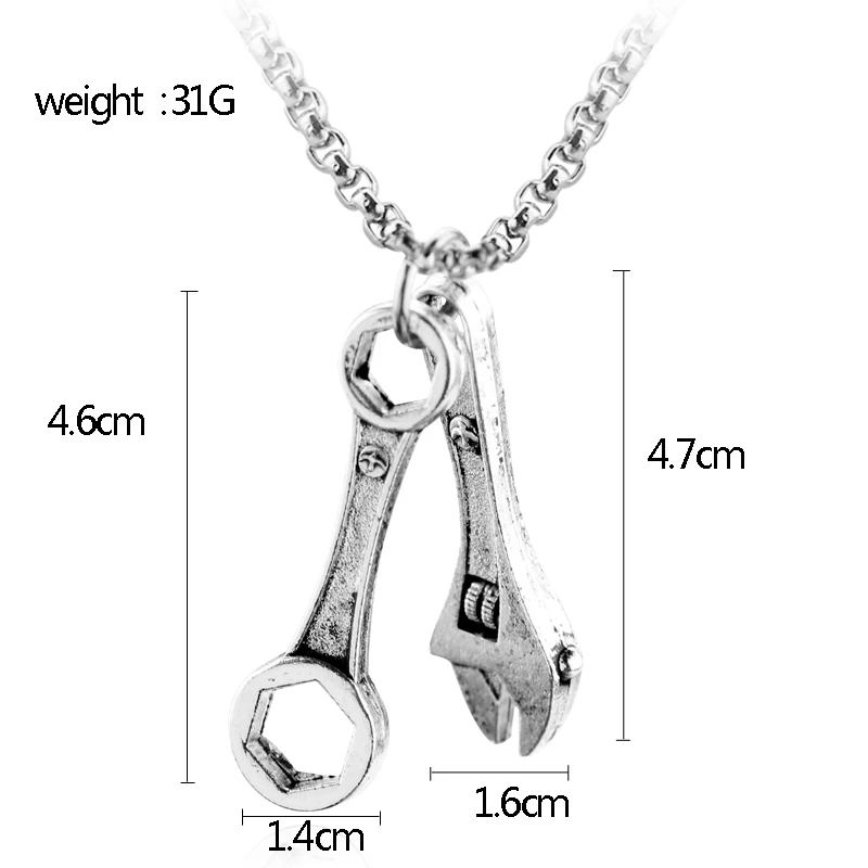 Spanner Pendant Men Necklace Material With Link Chain Jewelry Gift For Tough Men& Boy Украшения и аксессуары