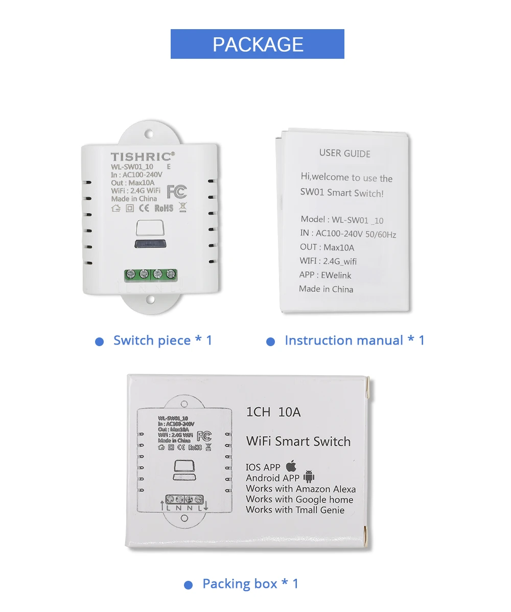 TISHRIC 2,4G Wifi переключатель 10A 16A дистанционный беспроводной переключатель умный светильник Alexa Google домашняя Автоматизация IFTTT Ewelink управление приложением