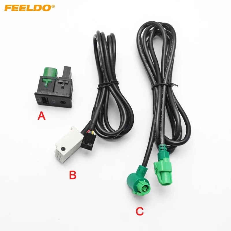 FEELDO USB AUX аудио кабель переключатель разъем для Volkswagen Passat B6 Touran POLO подтяжка лица RCD510+/310+ Автомобильный Aux и USB кабель переключения