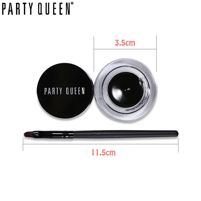 Набор гелевых подводок для глаз Party Queen долговечный с кистью черный и кремовый