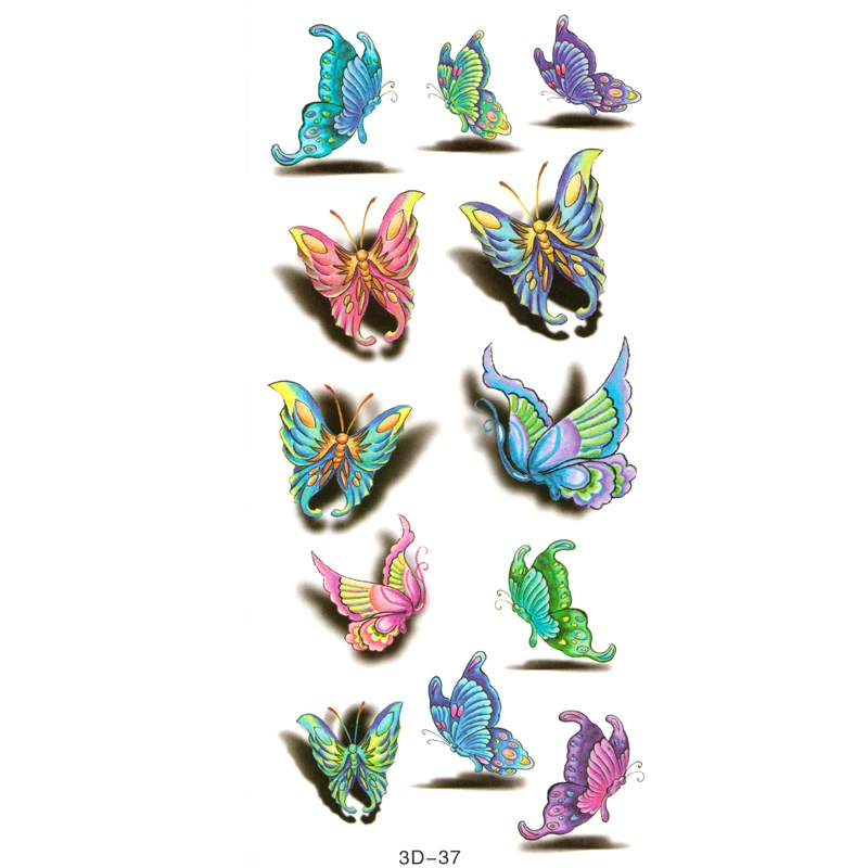 Водостойкая цветная 3d татуировка бабочка временные водонепроницаемые наклейки