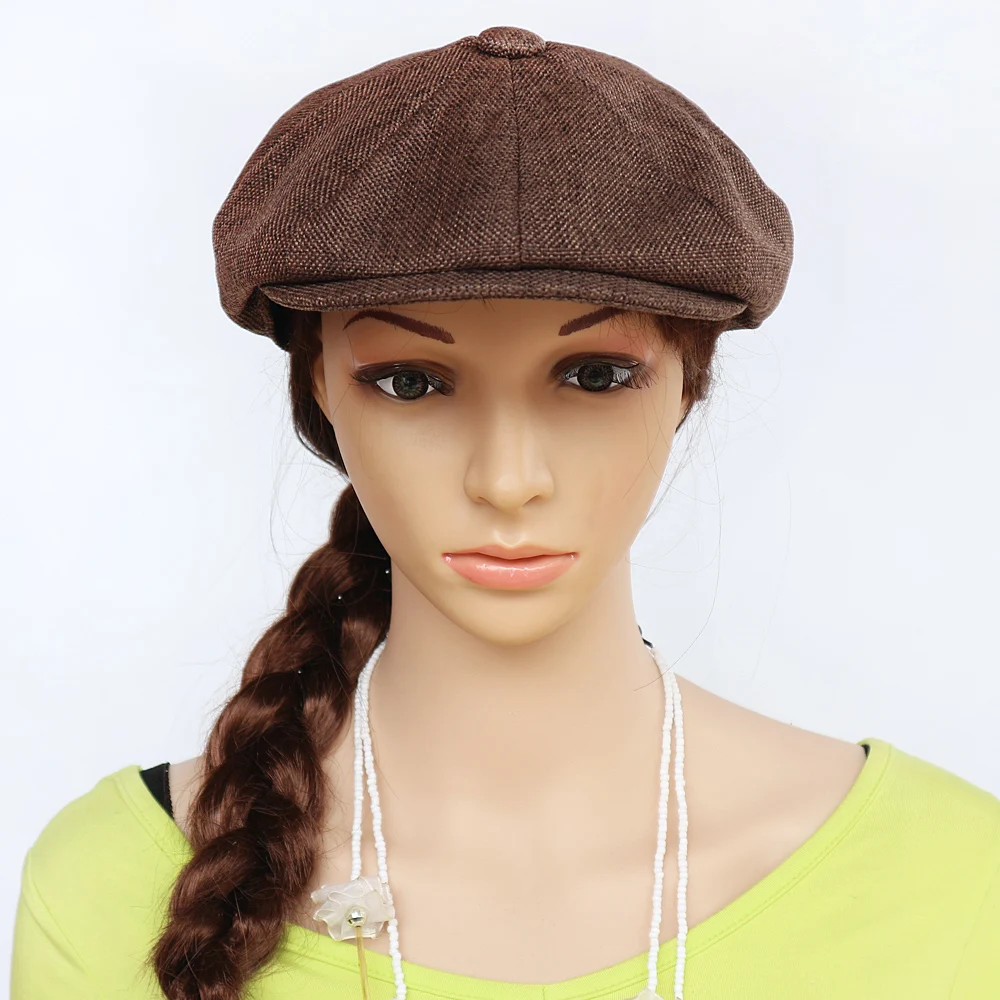 Весна и лето тонкие льняные кепка газетчика берет с козырьком из дышащего