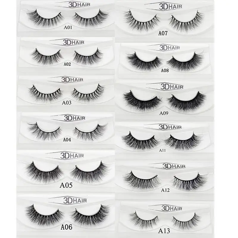 

1 Pairs 3D Mink Lashes Hand Made False Lashes Plastic Cotton Stalkmink Eyelashes Natural Long Makeup False Eyelash