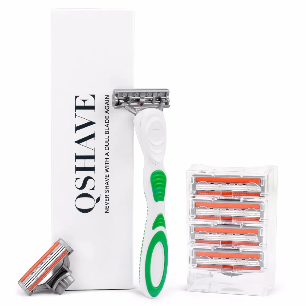 Фото Бритва для женского бикини Qshave Blue Lady, 1 шт., с ручкой и 2 шт. лезвиями X3, США, подарок для сестры лет №4
