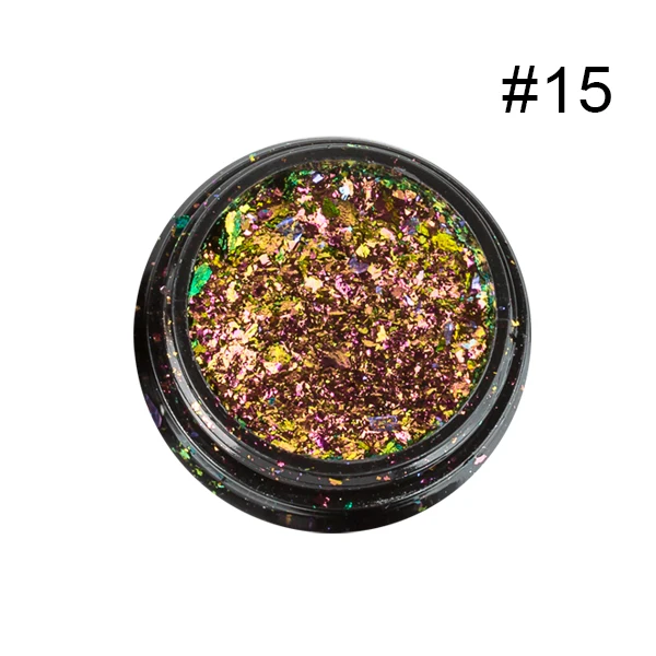 Feivielle г/кор. 0,2 хлопья Хамелеон Magic Multi Chrome 15 цветов ногтей косметическая пудра Блестки для ногтей книги по искусству гель маникюр поставки - Цвет: 15