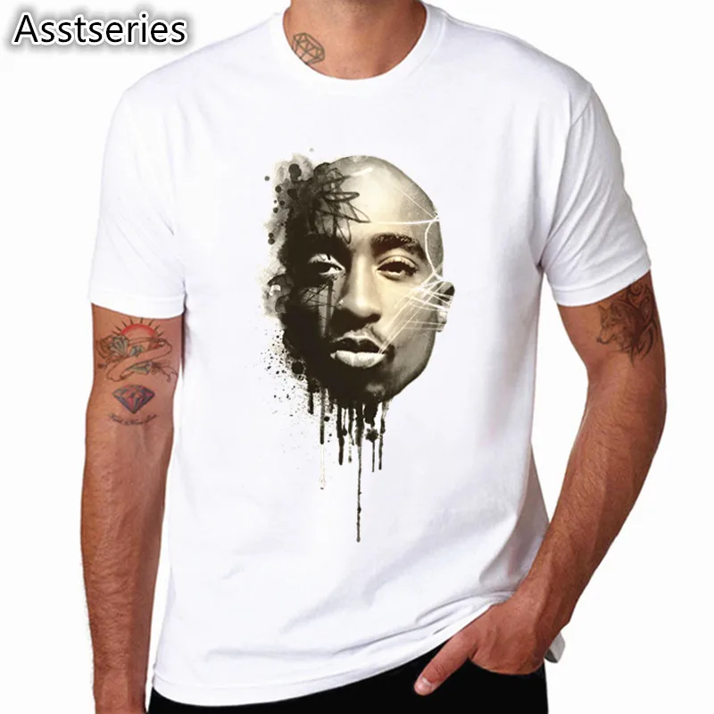 Футболка азиатского размера для мужчин и женщин с принтом Тупак 2pac, белая футболка с коротким рукавом и круглым вырезом, уличная футболка в стиле хип-хоп Харадзюку Swag - Цвет: HCP4472G