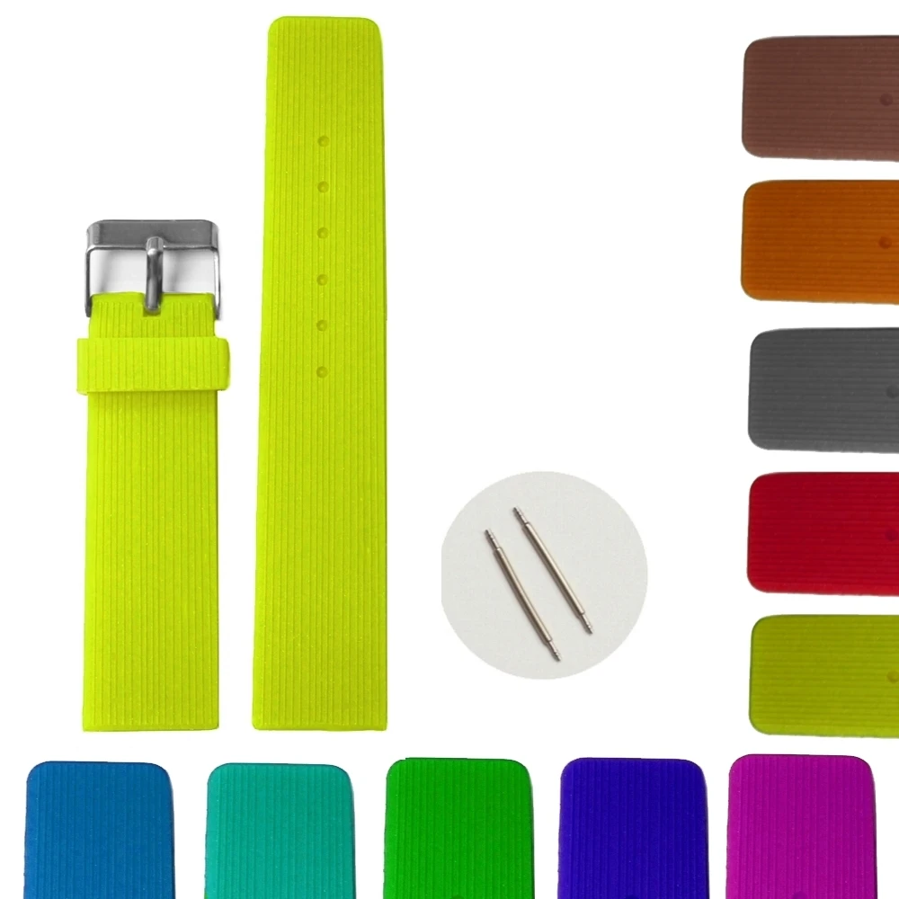 

22mm Neon Yellow Color Silicone Jelly Rubber Ladies Watch Band Strap WB1071K22JB