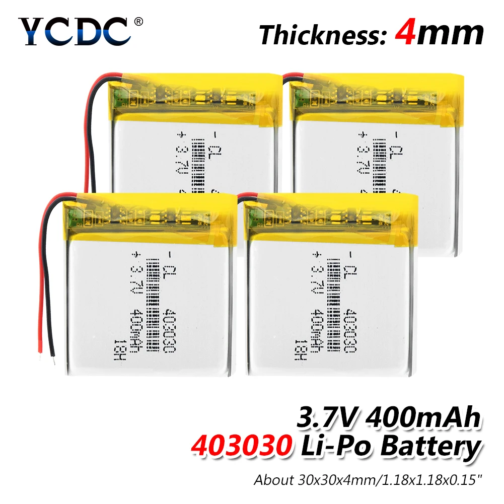 1/2/4x3,7 v литий-ионный Батарея Перезаряжаемые 403030 400 мА/ч, литий-ионный полимерный аккумулятор батареи Мощность банк сигнализация детектор акумуляторная батарея для замены