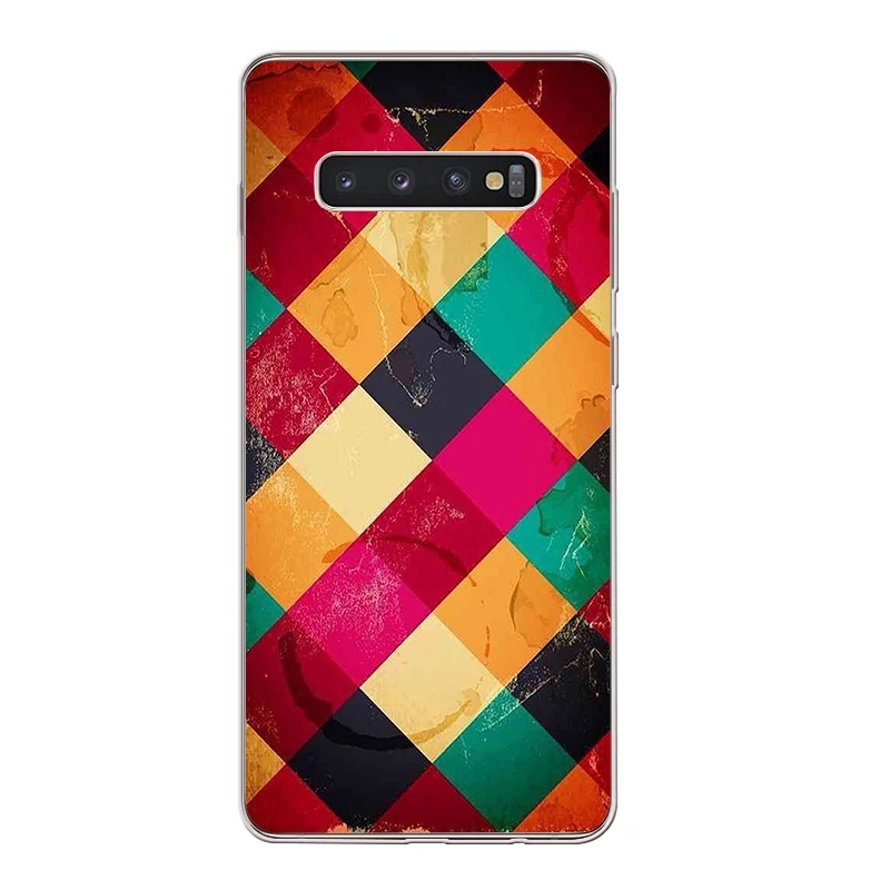 ciciber Phone Case for Samsung Galaxy S10 S10+ S10e Soft TPU Back Cover S9 S8 S7 S6 S5 Edge Plus S9+ Plaid Pattern |