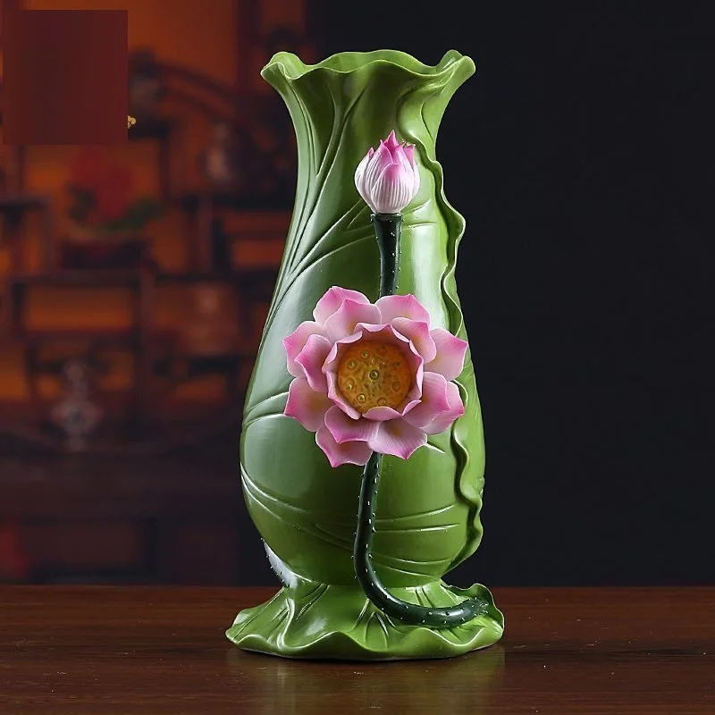

Traditional Chinese Lotus Flower and Leaf Vase Decorative Ceramics Folk Buddhist Art Craft Orn Accessories Embellishment R1926