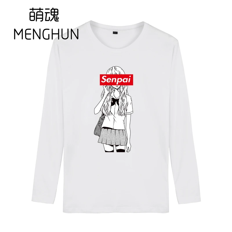 Милые японские Мультяшные JK manga girl Senpai аниме charater хлопковые футболки с длинными