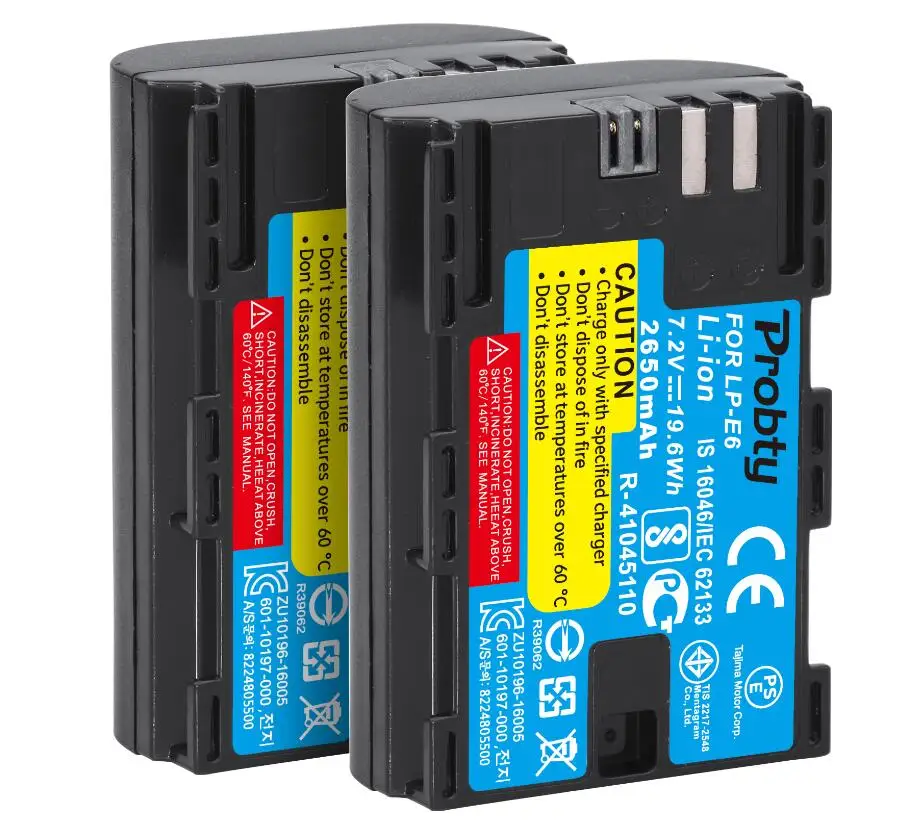 2 Pcs Battery LP E6 E6N LP-E6 LPE6 Аккумулятор 2650 мАч для камеры Canon 5D Mark II III IV, 80D, 70D, 60D, 6D, EOS 5Ds, 5D2, 5D3, 5DSR, 5D4 - Цвет: 2 Pcs Battery