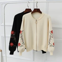 ohclothing 2021 the new spring autumn rose embroidery sl size women embroidered sweater long sleeve zipper cardigan coat f1761