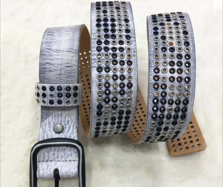 

Free Shipping,2018 Brand new style 100% cow leather buckle belt.punk genuine leather fashion vintage rivet belts,quality sales