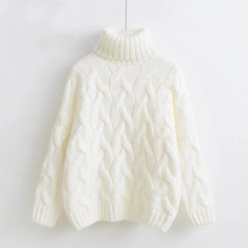 Wixra Women Hot Warm Sweaters Autumn Winter Turtleneck Pullover Casual Solid Oversized Sweater | Женская одежда