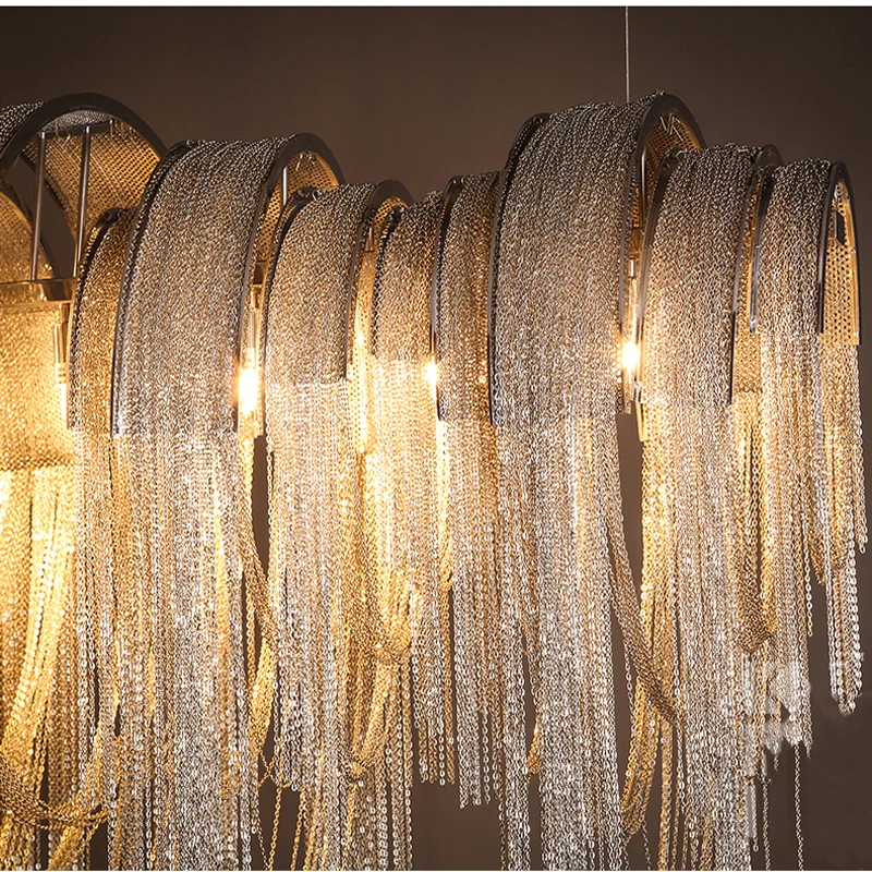 Большой роскошный светодиодный металлический подвесной светильник золотого