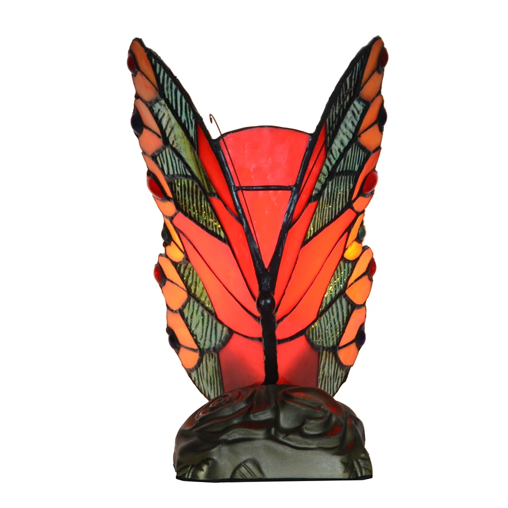 

Stained Glass Red Butterfly Accent Lamp Night Lights Novelty Lamp