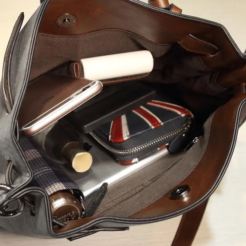 Hot Koop Nieuwe Vrouwen PU Lederen Handtassen Kwastje Modeontwerper Zwarte Emmer Vintage Schoudertassen Messenger Bag | Багаж и сумки