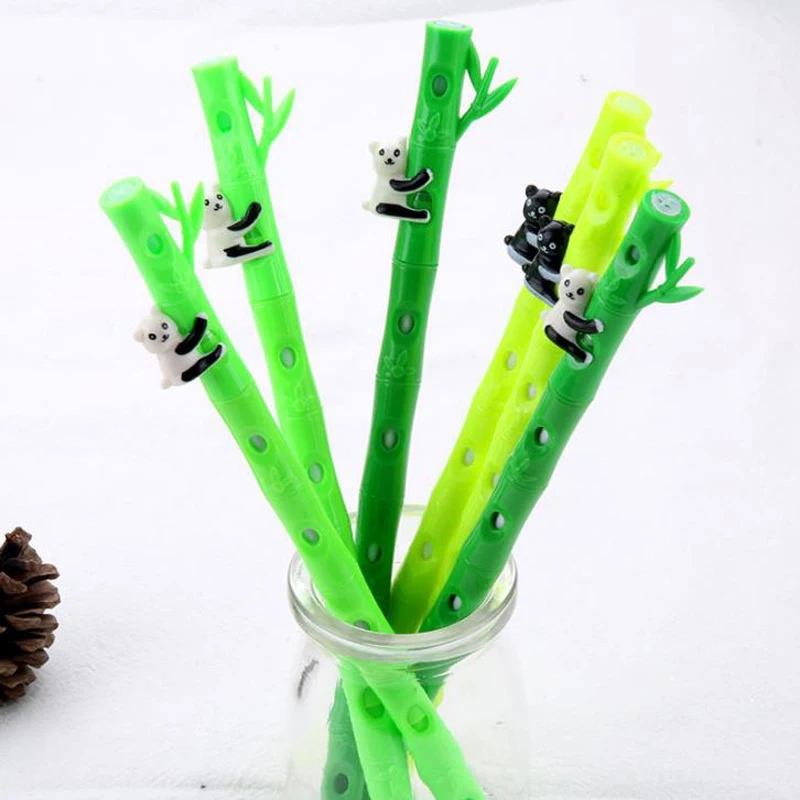 3 шт./компл. Kawaii Animal Panda Bamboo Plastic Gel черные чернила для ручек нейтральная ручка