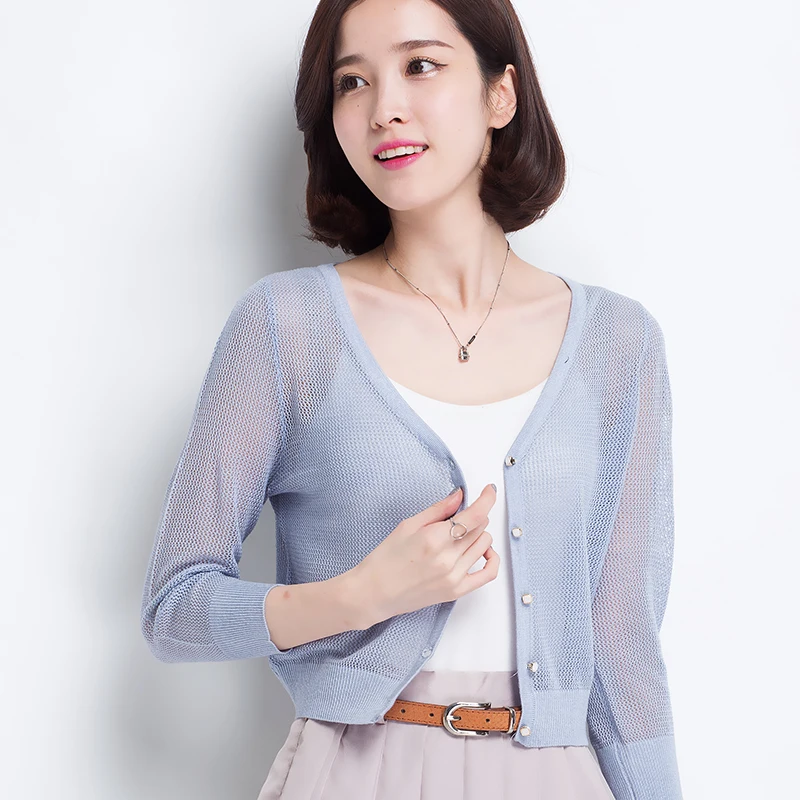 Sweater Cardigan 2019 Spring and Summer V-neck Short Design Thin Loose Cutout Cape Outerwear Female Free Shipping |