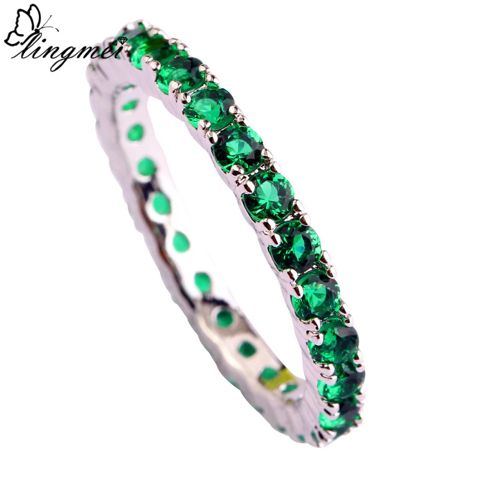Женское кольцо с фианитом lingmei серебряное круглой формы класса ААА размер 6 13|jewelry