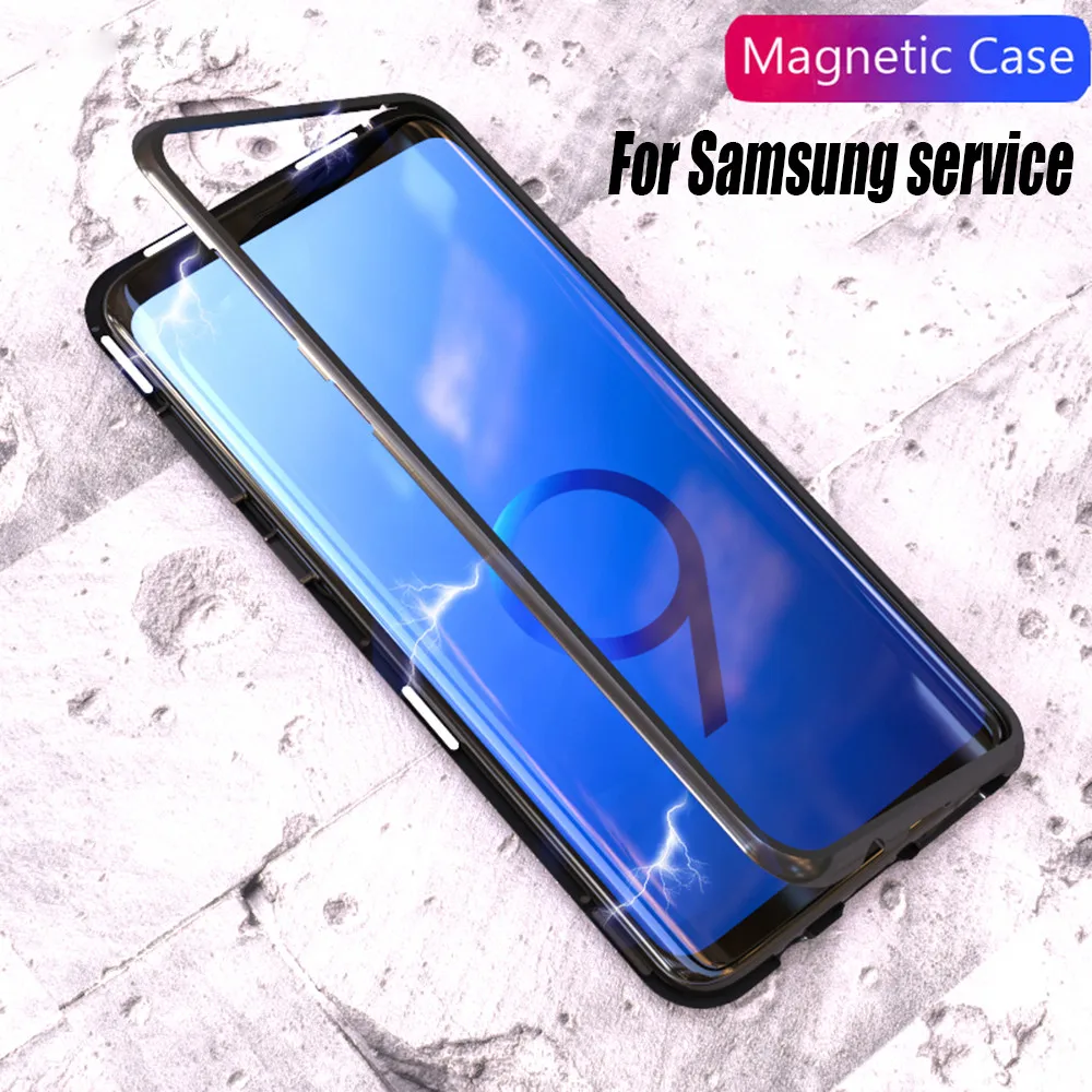 Магнитный флип чехол для samsung Galaxy S8 S9 Plus Note 8 9 S7 Edge H из закаленного стекла s