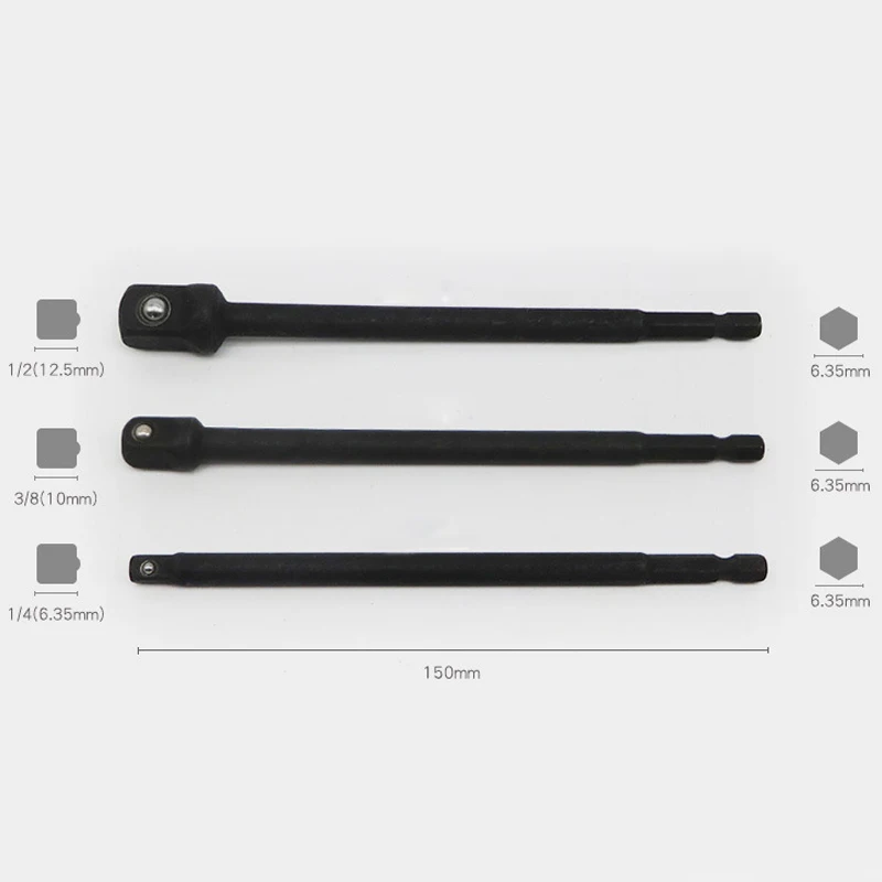 3 шт./компл. 1/4 &quot 3/8&quot 1/2 &quotПневматический адаптер конвертер 150 мм шестигранный