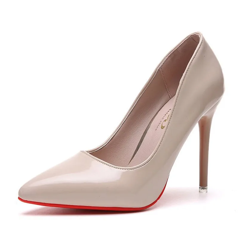 

New Fashion High Heels Women Pumps Thin Heel Classic Sexy Prom Wedding Shoes Office Women Shoes Big Size 35-40 Leather