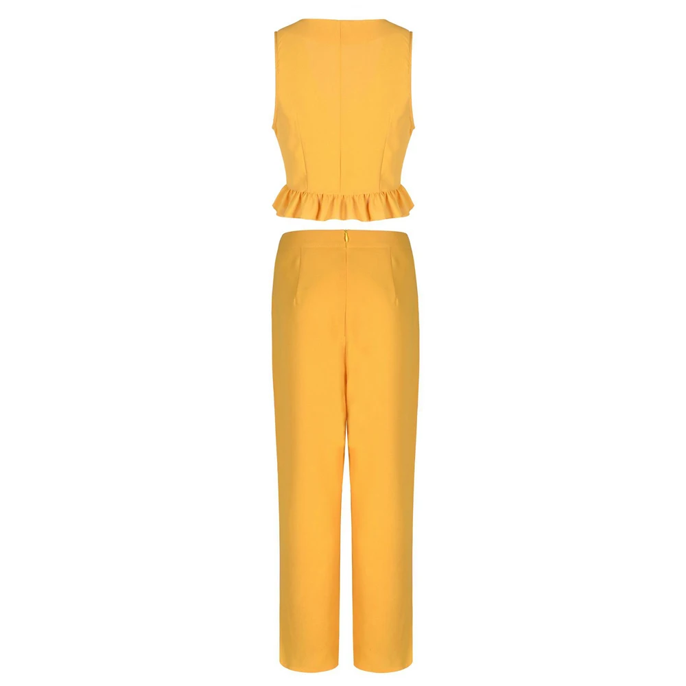 Женские повседневные однотонные наряды из двух предметов подол с оборками без